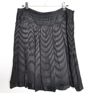 BCBG Black Mini Silk Skirt Textured Chevron Stripe | Evening Party Skirt